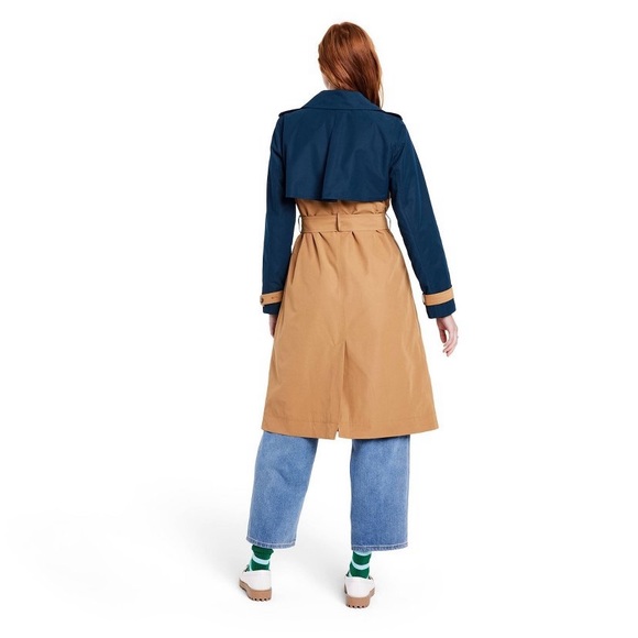 🔖 LA LIGNE x Target Women's Side Stripe Trench Coat Navy Tan - Picture 4 of 11